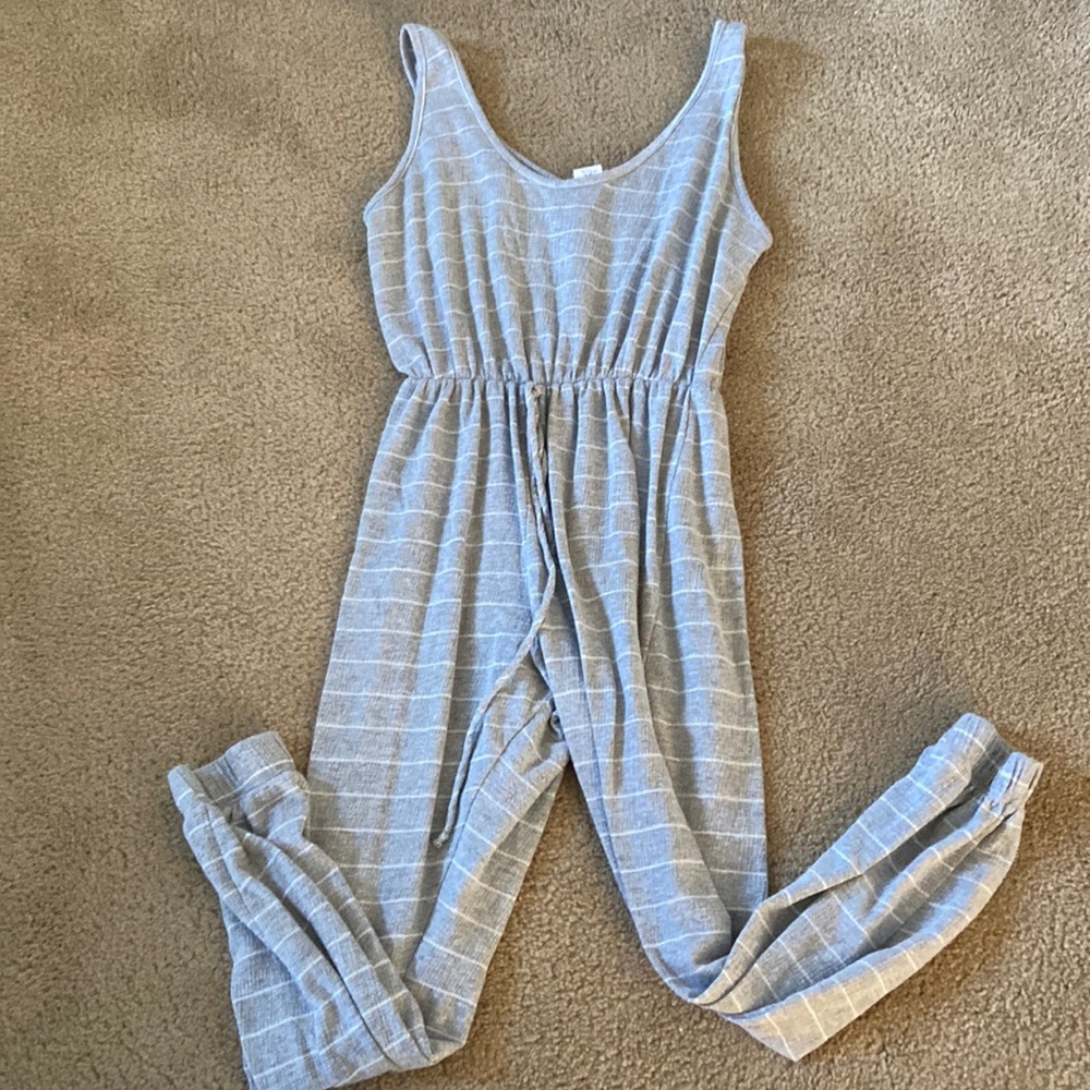Gray and white jumpsuit